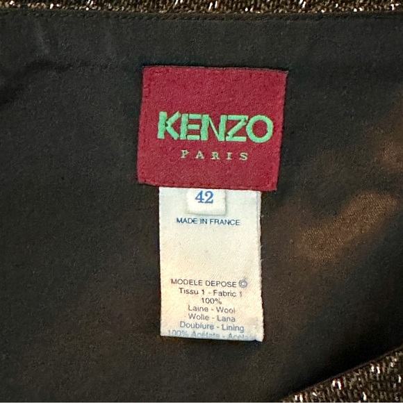 Kenzo wool asymmetric gray wrap skirt - Picture 3 of 7